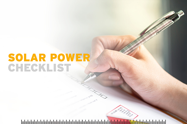 SOLAR POWER CHECKLIST