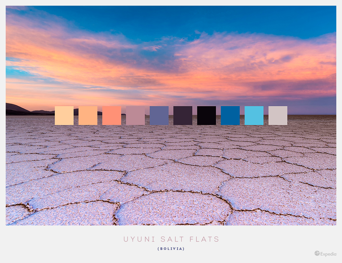 Colour palettes from the world’s most beautiful places