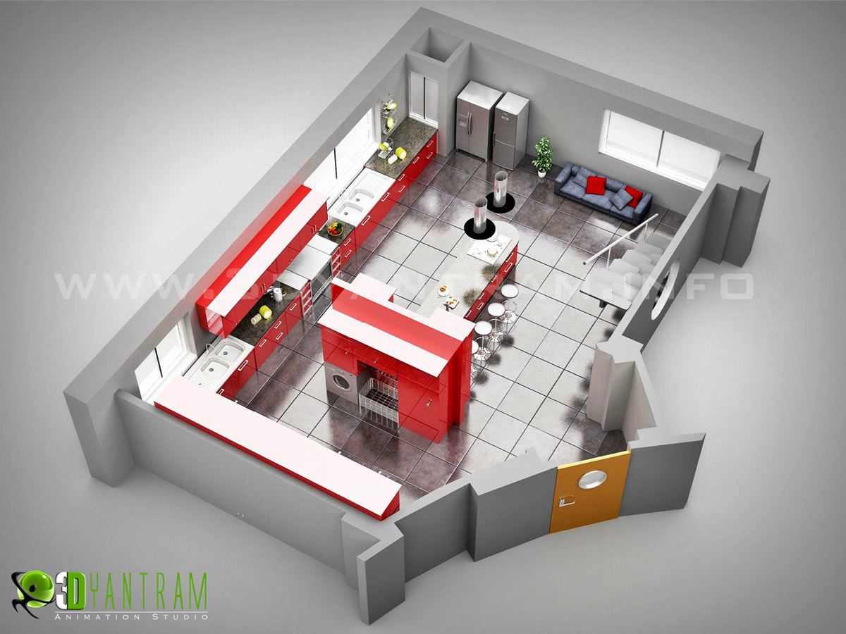 Floorplan Design of Kitchen by Yantram 3d Floor Plan Creator – Houston, Texas