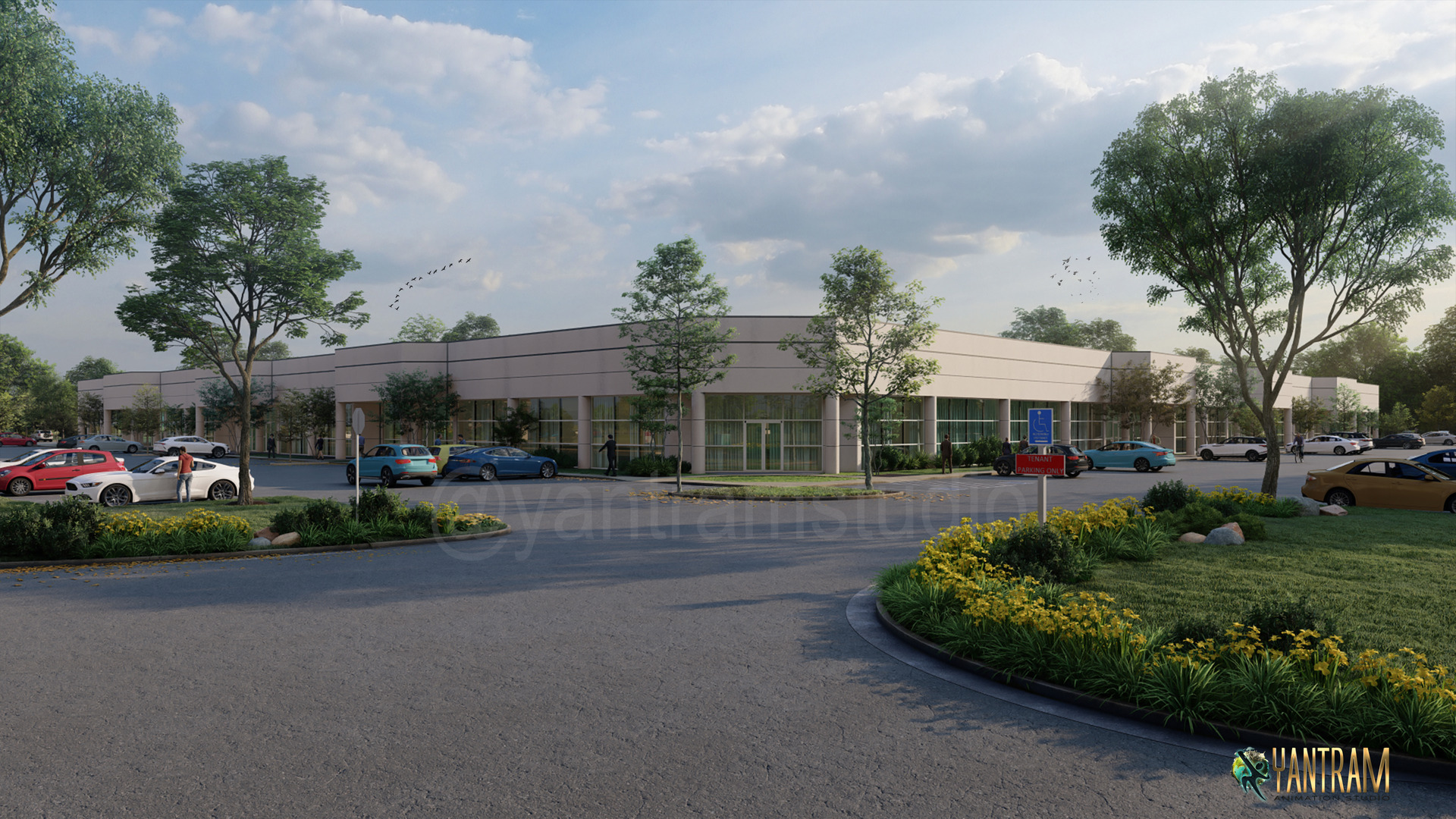 3D Architectural Rendering Service of a commercial building in Orlando, Florida by Yantram Architectural Design Studio