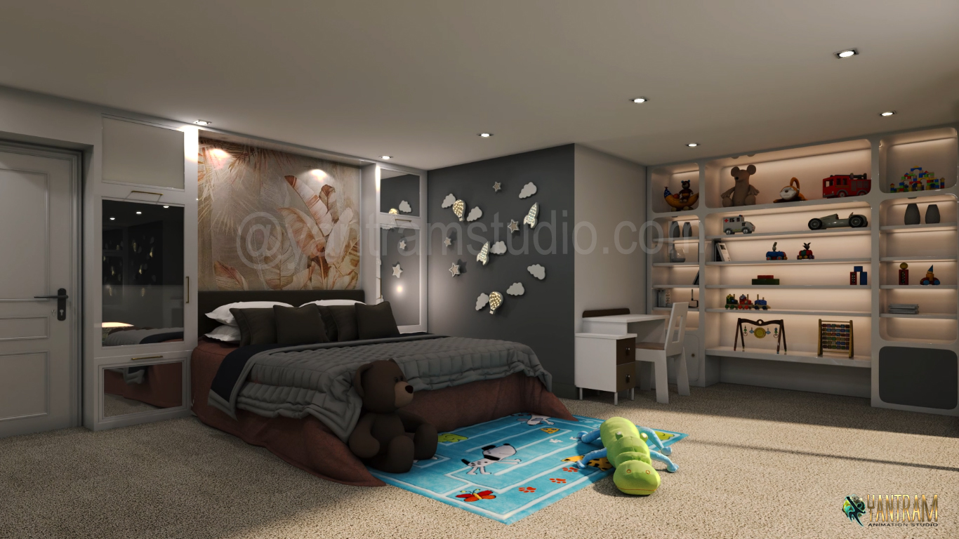 Architectural Interior Rendering of Kids Room in San Diego, California by Yantram 3D Architectural Animation Company