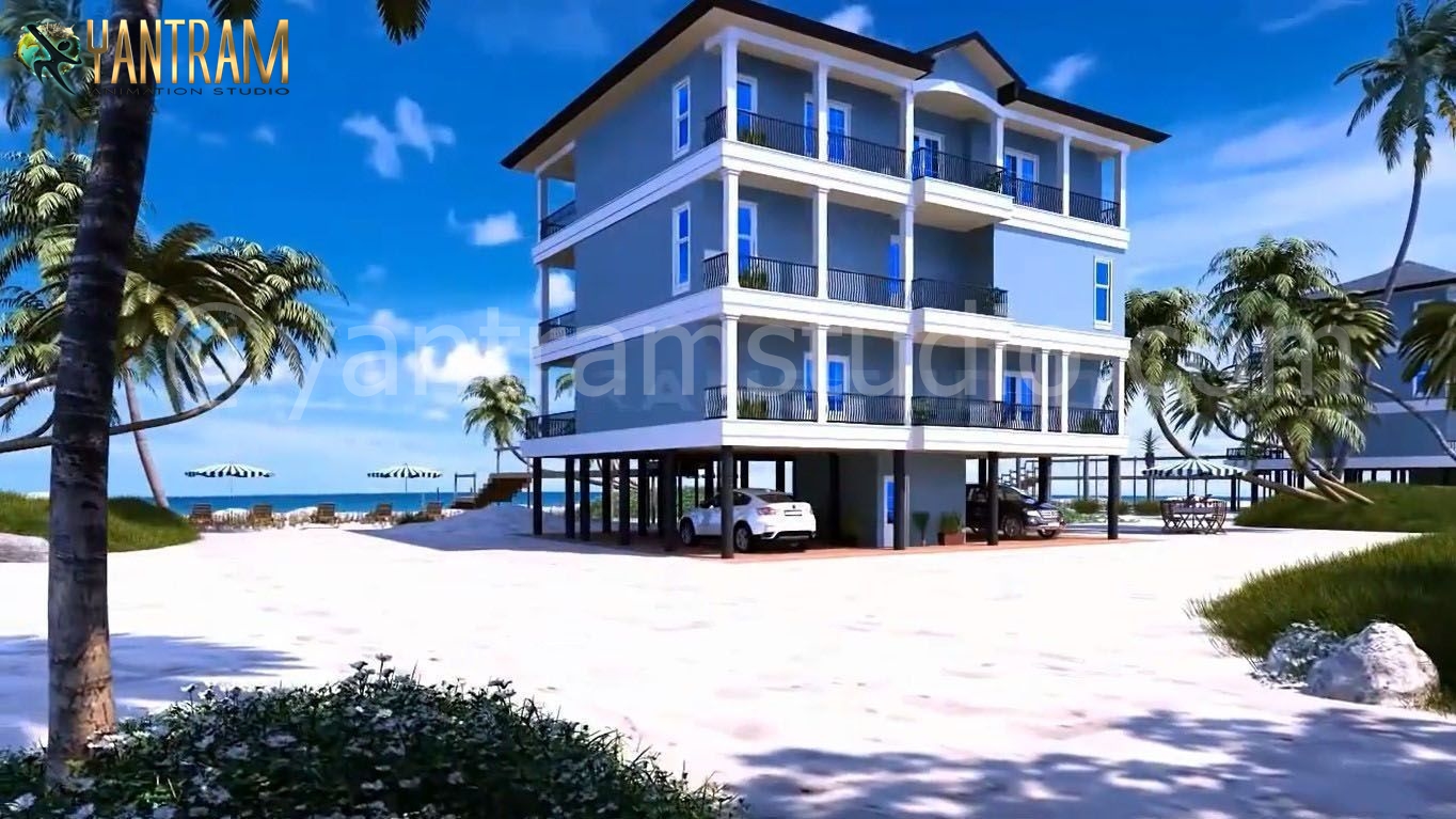 3D Architectural Walkthrough Services of a breath-taking beach house in Orlando, Florida by Yantram 3D Architectural Animation Company